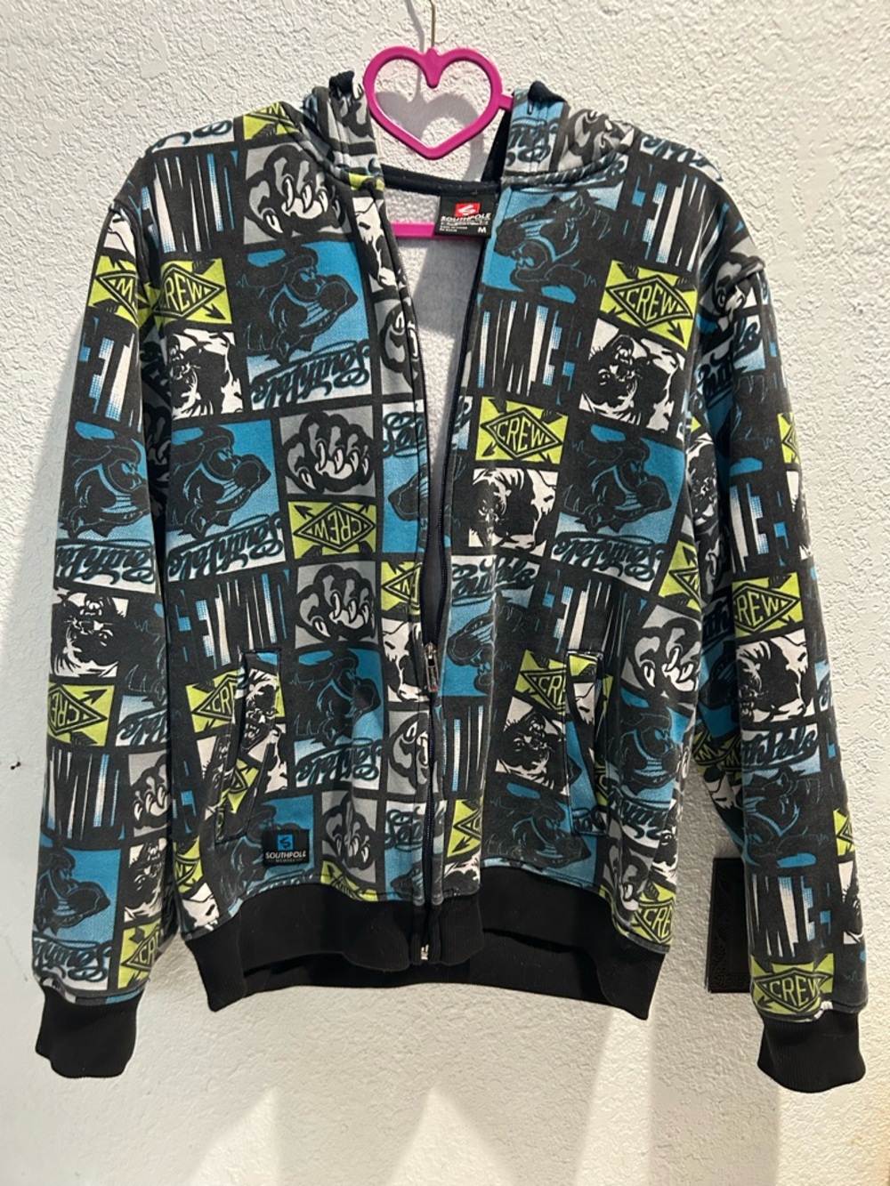 Y2K Southpole All Over Print Black Panther Skater Grunge Hoodie Adult Medium 